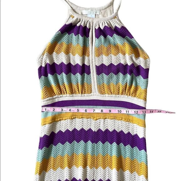 Design History Chevron Knit Patterned Halter Maxi Dress Size Small - Picture 9 of 12